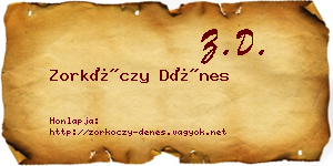Zorkóczy Dénes névjegykártya